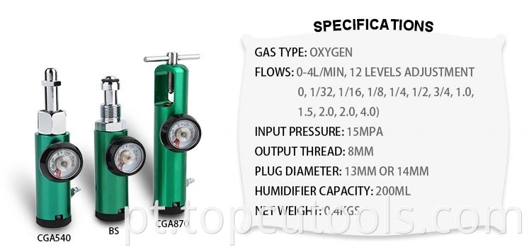 Medical Oxygen Pressão Medidor de Vazão Regulador